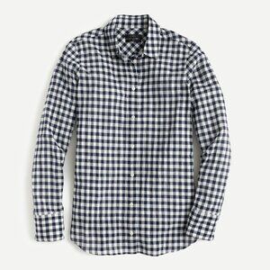J. Crew Classic-fit Boy Shirt Blue & White Crinkle Gingham Button Front - Size 4